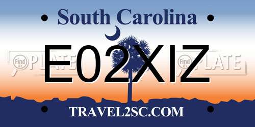 E02XIZ South Carolina License Plate
