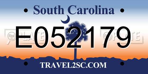 E052179 South Carolina License Plate