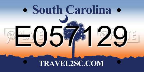 E057129 South Carolina License Plate
