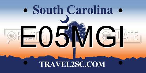 E05MGI South Carolina License Plate
