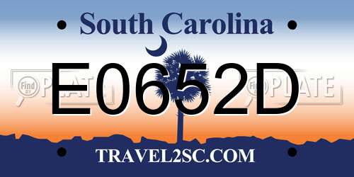 E0652D South Carolina License Plate