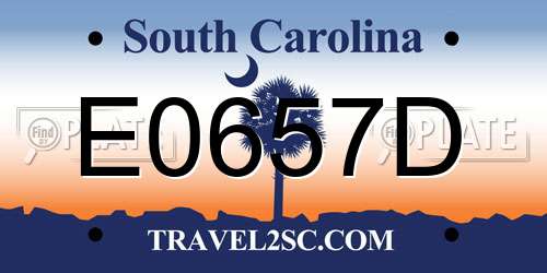E0657D South Carolina License Plate