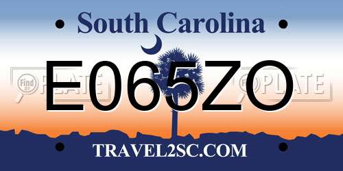 E065ZO South Carolina License Plate