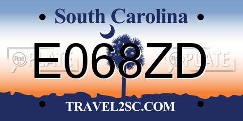 E068ZD South Carolina License Plate