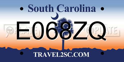 E068ZQ South Carolina License Plate