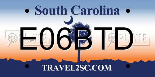 E06BTD South Carolina License Plate