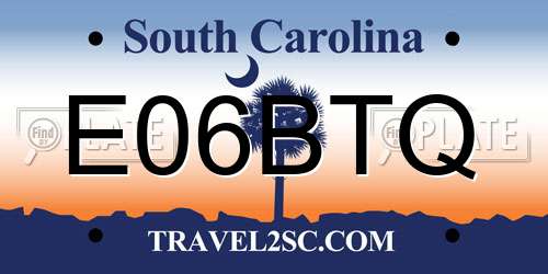 E06BTQ South Carolina License Plate