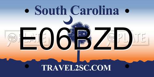 E06BZD South Carolina License Plate