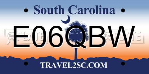 E06QBW South Carolina License Plate