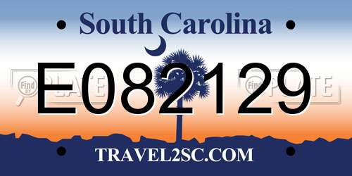 E082129 South Carolina License Plate