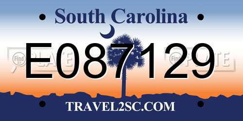 E087129 South Carolina License Plate