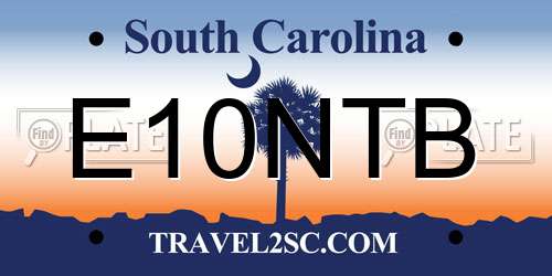 E10NTB South Carolina License Plate