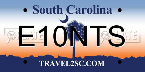 E10NTS South Carolina License Plate
