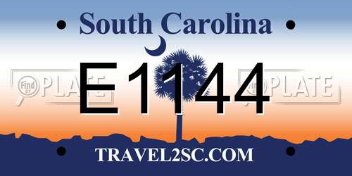 E1144 South Carolina License Plate