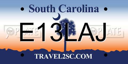 E13LAJ South Carolina License Plate
