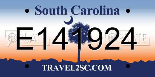 E141924 South Carolina License Plate