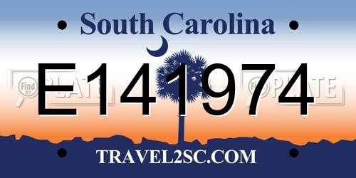 E141974 South Carolina License Plate