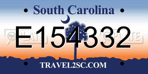 E154332 South Carolina License Plate