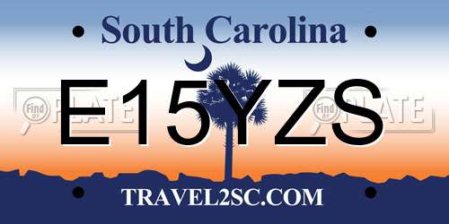 E15YZS South Carolina License Plate