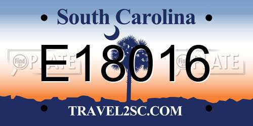 E18016 South Carolina License Plate