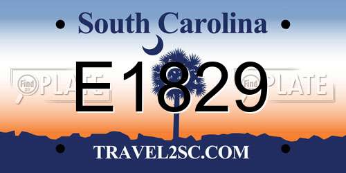 E1829 South Carolina License Plate