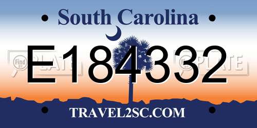 E184332 South Carolina License Plate