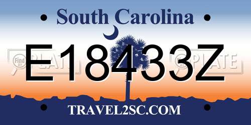 E18433Z South Carolina License Plate