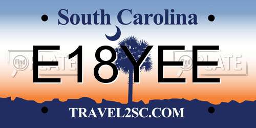 E18YEE South Carolina License Plate