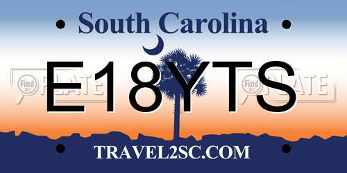 E18YTS South Carolina License Plate