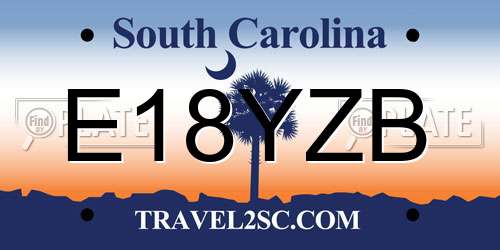 E18YZB South Carolina License Plate