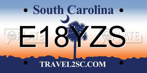 E18YZS South Carolina License Plate