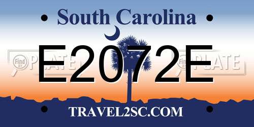 E2072E South Carolina License Plate