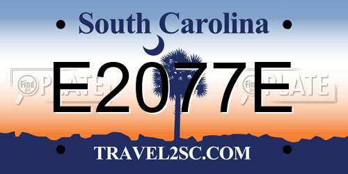 E2077E South Carolina License Plate