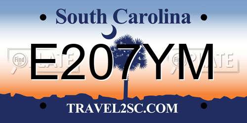 E207YM South Carolina License Plate