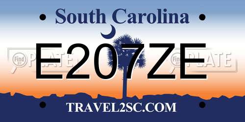 E207ZE South Carolina License Plate