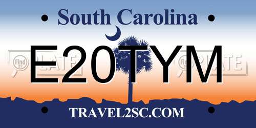 E20TYM South Carolina License Plate