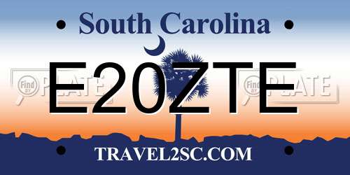 E20ZTE South Carolina License Plate