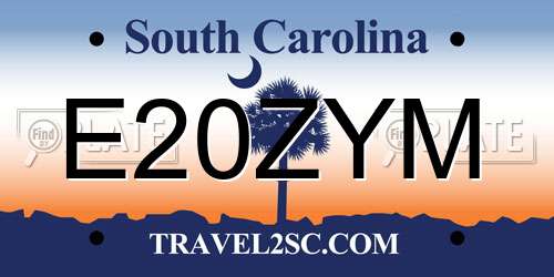 E20ZYM South Carolina License Plate