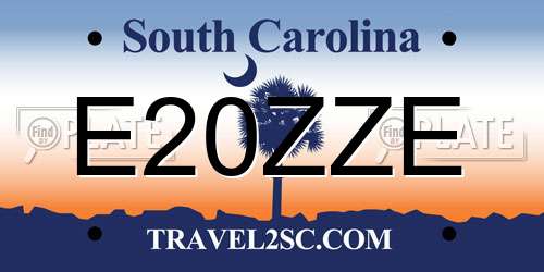 E20ZZE South Carolina License Plate