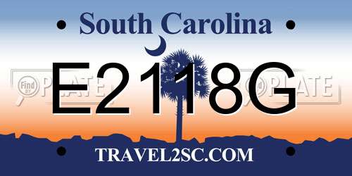 E2118G South Carolina License Plate