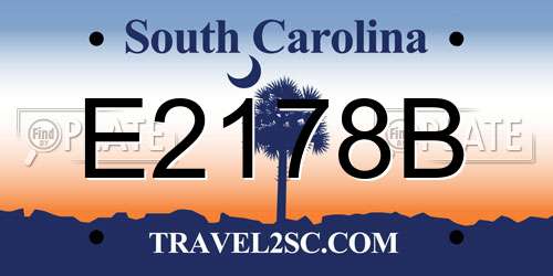 E2178B South Carolina License Plate