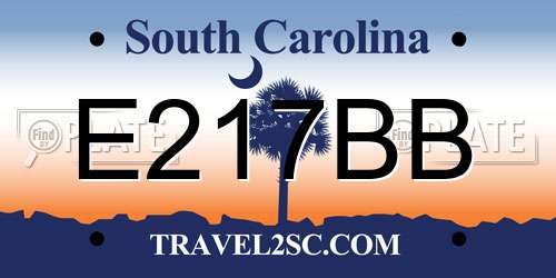 E217BB South Carolina License Plate