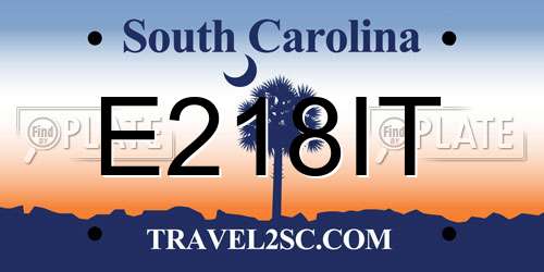 E218IT South Carolina License Plate