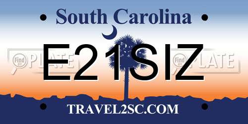 E21SIZ South Carolina License Plate