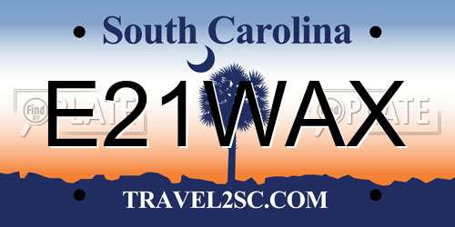 E21WAX South Carolina License Plate