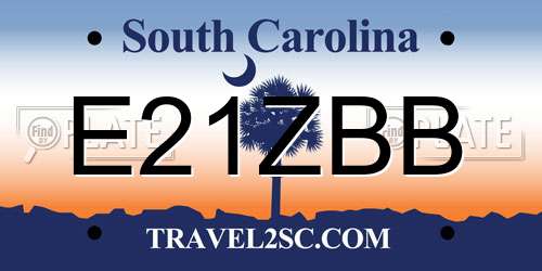 E21ZBB South Carolina License Plate
