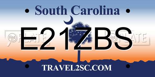 E21ZBS South Carolina License Plate