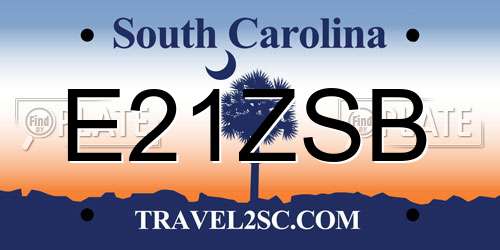 E21ZSB South Carolina License Plate