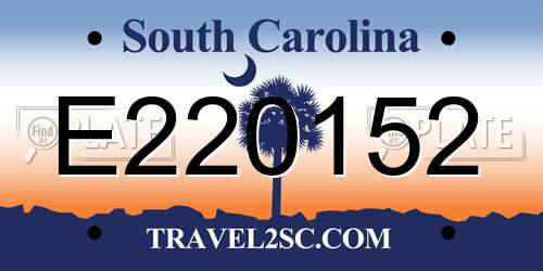 E220152 South Carolina License Plate