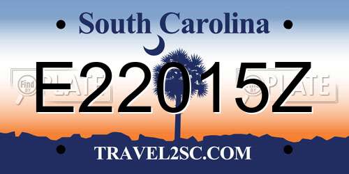 E22015Z South Carolina License Plate